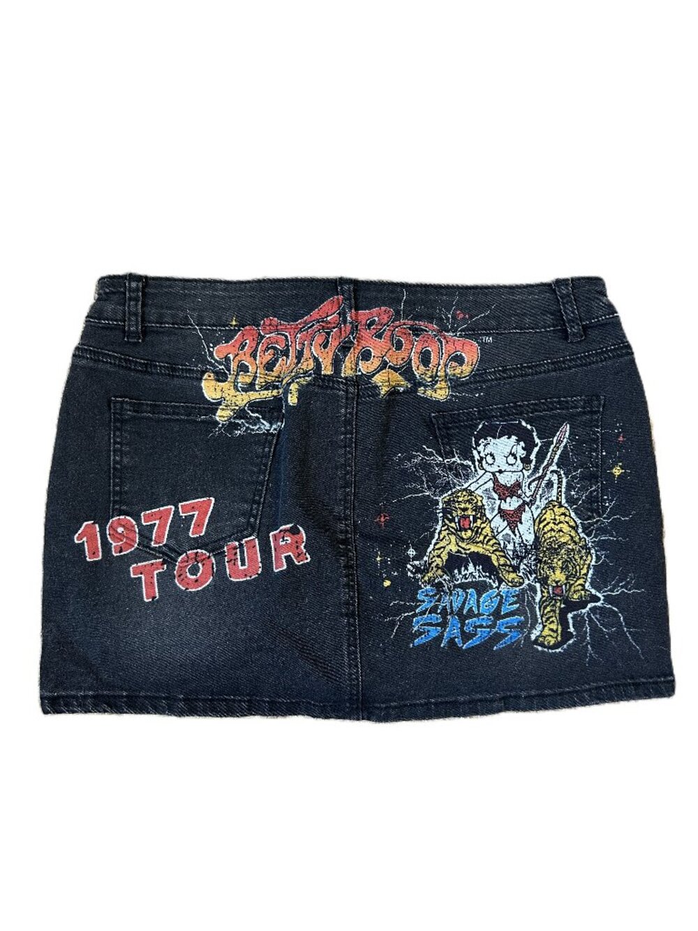 Betty Boop Black Denim Mini Skirt XL